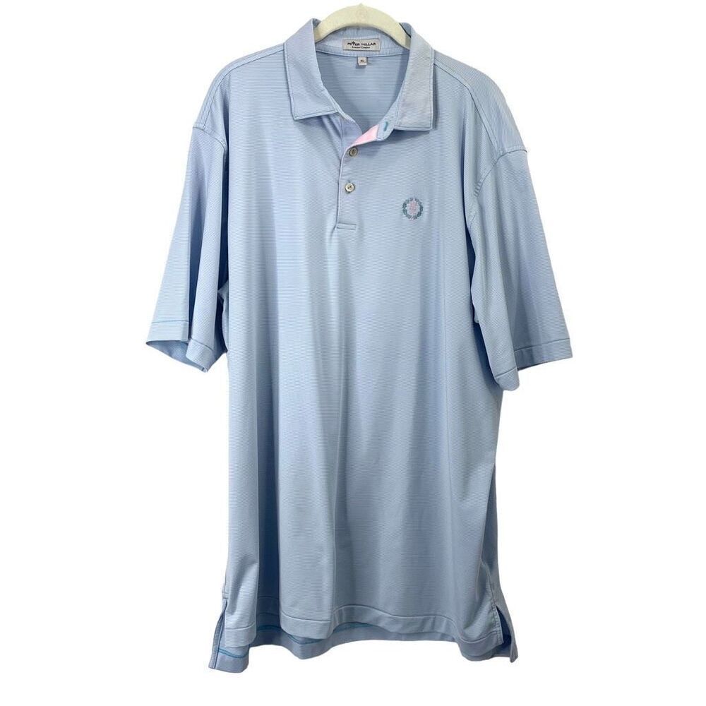 Peter Millar Jubilee Stripe Performance Polo shirt top Size XL blue